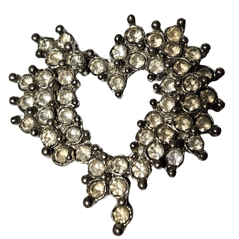 Vintage Heart Shaped Rhinestone Pendant Silver Tone Fashion DIY Jewelry Love